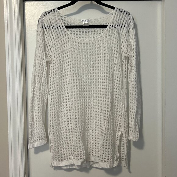 VENUS Crochet Tunic Cover-Up - Pearl White / Size M - Picture 2 of 6
